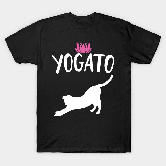 Yogato Cat Pose Funny Yoga T-Shirt by Eugenex